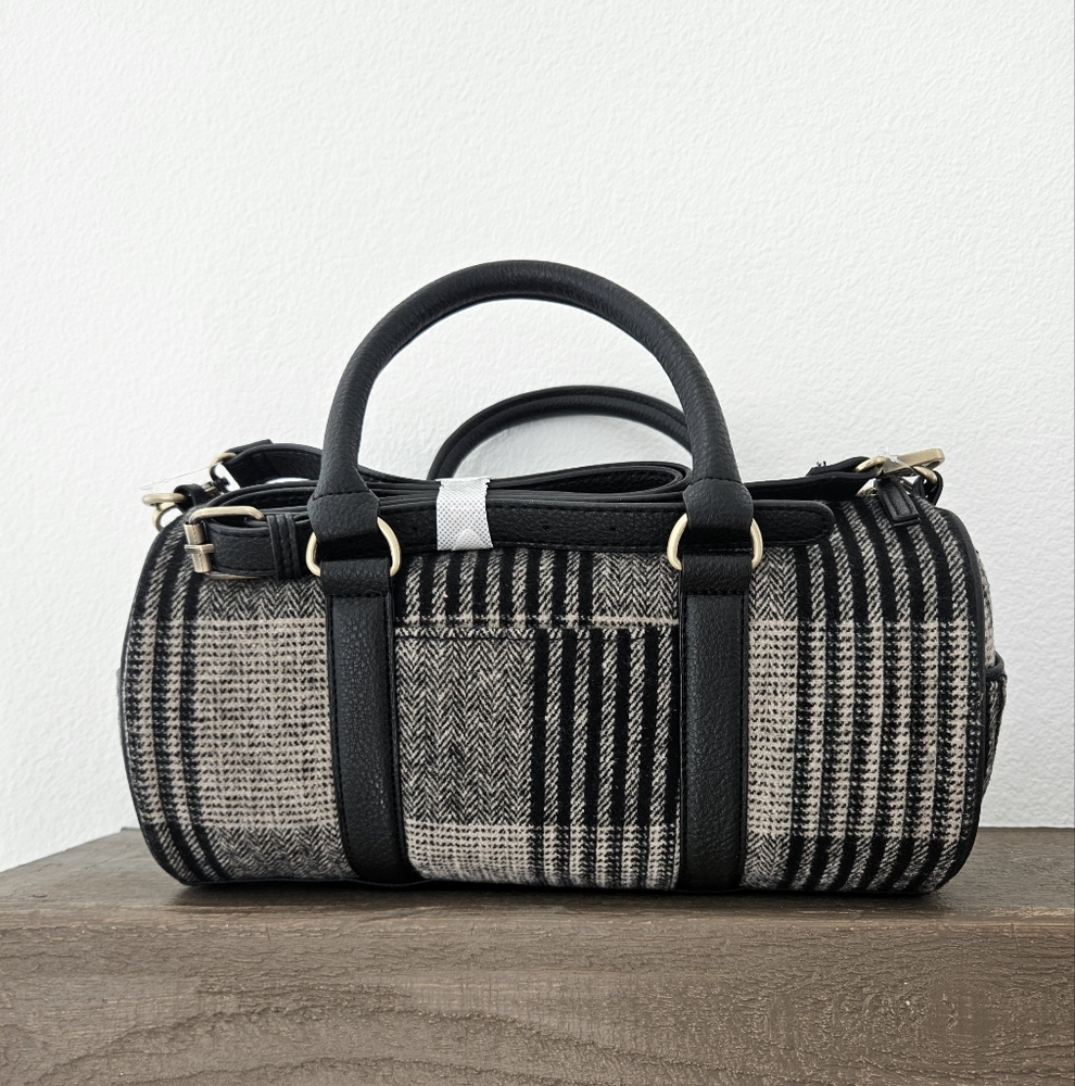 Brand New Black and Tan Plaid Handbag Crossbody Bag